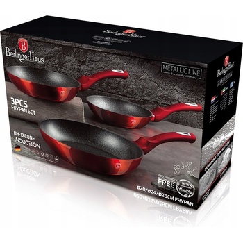 BrelingerHaus Pánev s mramorovým povrchem s odnímatelnou rukojetí + víko Burgundy Metallic Line 28 cm