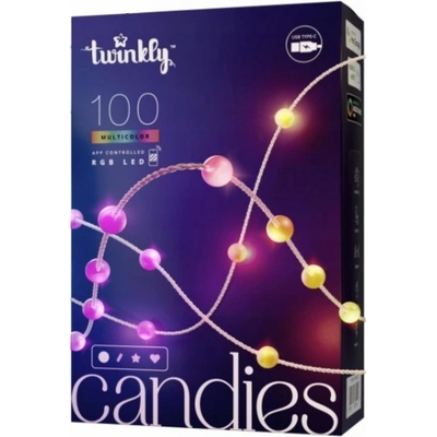 Twinkly Candies LED osvětlení pro vánoční stromek TWKP100RGB-T 6 m 100 světel ve tvaru perel