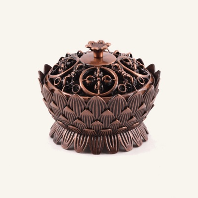 Andivo kadidelnice lotos kovová měděná patina vykuřování pryskyřice – Zboží Dáma