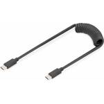 Roline Кабел ASSMANN AK-300431-006-S, от USB C(м) към USB C(м), спирала, 1m, 60W, черен (AK-300431-006-S)