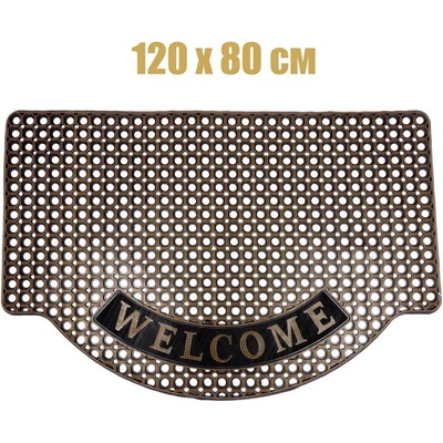 120 x 80 см голяма гумена изтривалка със златисто покритие и надпис WELCOME