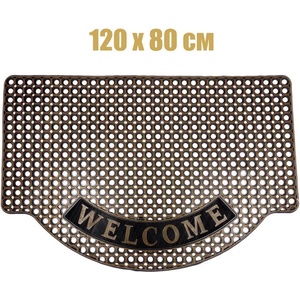  120 x 80 см голяма гумена изтривалка със златисто покритие и надпис WELCOME