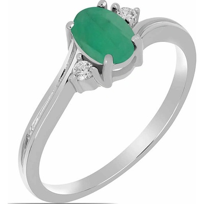 Nefertitis Prsten stříbrný s broušeným smaragdem a zirkony 026295 EM