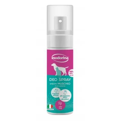 INODORINA Deo Spray - Бял Мускус - дезодориращ спрей за кучета и котки, който неутрализира неприятните миризми, 150 мл - 21.6. 10