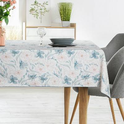 Takoy Přírodní světle modrý ubrus 145x220 cm INES 10 s potiskem pastelových květin-HF-468564 | 145 x 220 cm