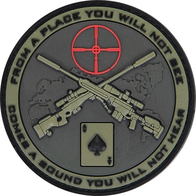 Plastové 3D patche 3D gumová nášivka SNIPER ACE Patch – Zelená