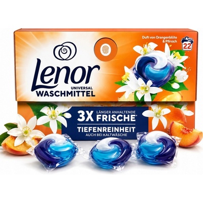 Lenor prací kapsle Universal Pomerančový květ a Broskev 22 PD