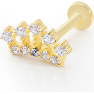 Lillian Vassago Zlatý piercing labreta s korunou zdobenou zirkony LLV92-GPI021LB