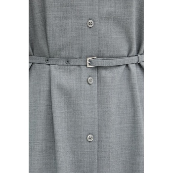 HUGO BOSS Вълнена рокля boss в сиво среднодълга със стандартна кройка 50541988 (50541988)