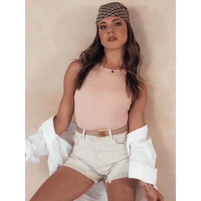 Dstreet SY0384 POPGLAM dámske džínsové šortky svetlo béžové