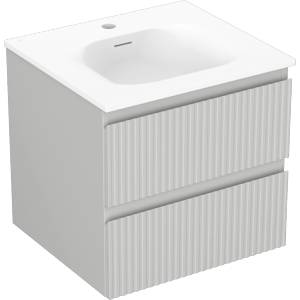 Mexen Rivel шкаф за баня 50 см с мивка Vela, 2 чекмеджета, оребрена, сива (91A20-05047-2-BFF62-W23M01)