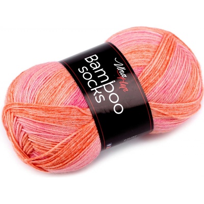 Prima-obchod Pletací příze Bamboo Socks / ponožkovka 100 g, barva 5 (7901) korálová světlá