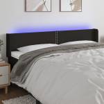 vidaXL LED горна табла за легло, черна, 203x16x78/88 см, плат (3123120)