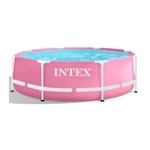 Intex Басейн Intex, Кръгъл, Диаметър 244 см, Височина 76 см, PVC/стомана, Обем 2843 л, Розов (423340)