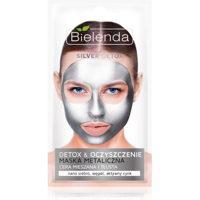 Bielenda Metallic Masks Silver Detox детоксикираща почистваща маска за смесена и мазна кожа 8 гр