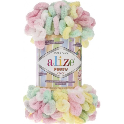 Alize příze Puffy color 5862 pastelová barevná