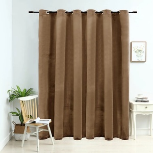 vidaXL Затъмняваща завеса с метални халки, кадифе, бежова, 290x245 см (134507)