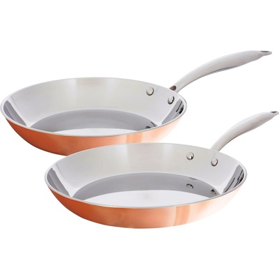 SILVERCREST Sada pánví s měděnou povrchovou úpravou, Ø 24 cm, Ø 28 cm, 2dílná
