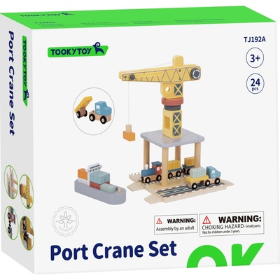 Tooky Toy Nákladný prístav so žeriavom 24 ks