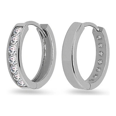 iZlato Forever Krúžky 1,5cm s radom zirkónov v prednej časti Ira, biele zlato 14K IZ13562A
