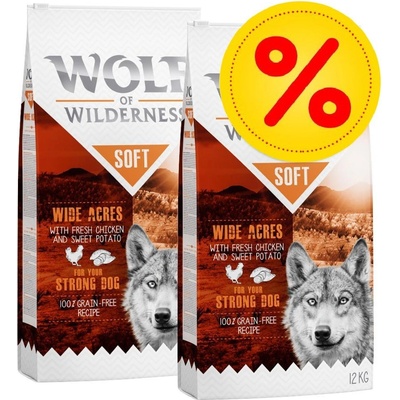 Wolf of Wilderness Adult "Soft & Strong" "Gnarled Oaks" kuřecí z volného chovu s králíkem 2 x 12 kg