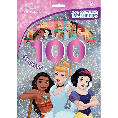 100 samolepek s omalovánkovými listy Disney Princezny
