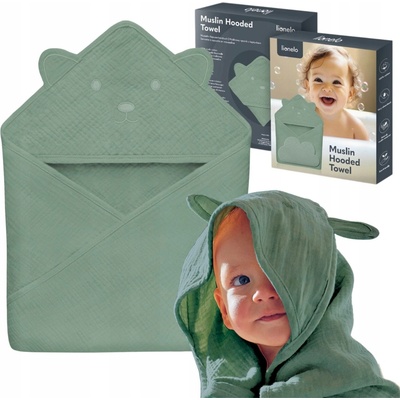 Lionelo Dětská osuška s kapucí MUSLIN HOODED TOWEL Green Forest LN0282