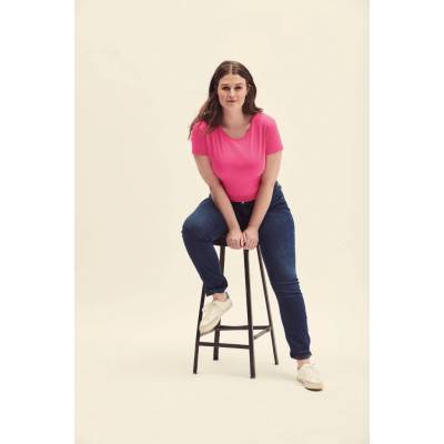 Pink Iconic women's t shirt in combed cotton Fruit of the Loom ružová