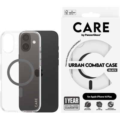 Panzer Гръб CARE by PanzerGlass за iPhone 16 Plus, Flagship Case Urban Combat w. Black MagSafe
