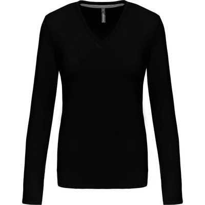 Kariban v-neck k382 / Дамска тениска с дълъг ръкав - черна xl (20k38200204)