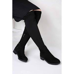 Moda Trend Дамски ботуши от велур - Черни #319855 (319855_Черно)