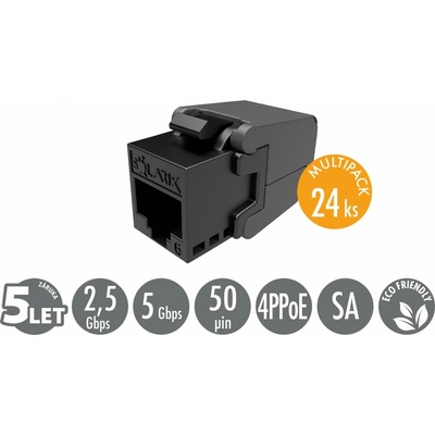 Solarix MULTIPACK 24 ks - keystone CAT6 UTP RJ45 samořezný SXKJ-6-UTP-BK-SA
