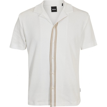 HUGO BOSS Риза с къс ръкав Boss Mens BOSS BLACK Pasini Short Sleeve Collared Shirt with Contrast Trim - White 100