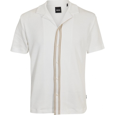 HUGO BOSS Риза с къс ръкав Boss Mens BOSS BLACK Pasini Short Sleeve Collared Shirt with Contrast Trim - White 100