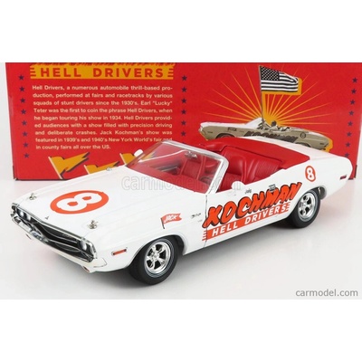 Greenlight Dodge Challenger Convertibile Kochman Hell Drivers 1970 Bílá Červená 1:18