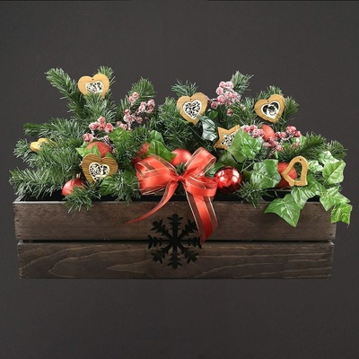 Amadea Dřevěný vánoční truhlík s vločkou tmavý 62x21,5x17 cm – Hledejceny.cz