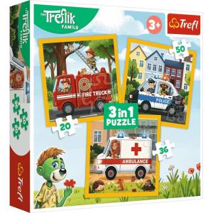 Trefl Пъзел Trefl 3 в 1 - Весели усмивки (34904) - baby