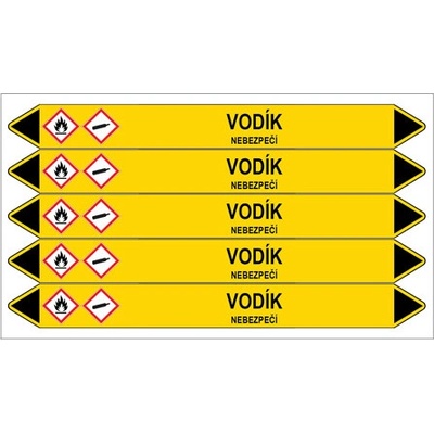 Značení potrubí, vodík,5 ks, 150 × 12 mm PZ 007667