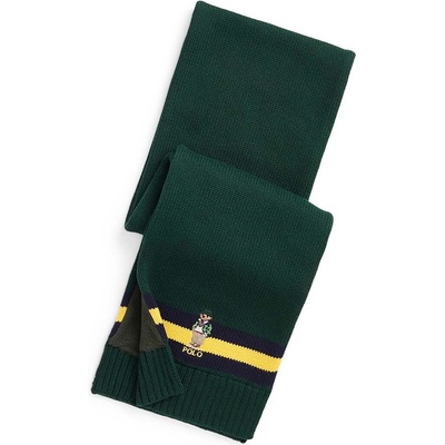 Ralph Lauren Детски памучен шал Polo Ralph Lauren в зелено с апликация (323918329001)