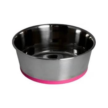 Rogz Slurp Stainless Steel Bowl for Dog XXL -Купа за вода и храна , за кучета oт неръждаема стомана 3700 мл. розово дъно