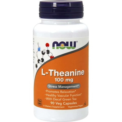 NOW NOW L-Theanine 100 мг, Теанин с листа от зелен чай, 90 капсули