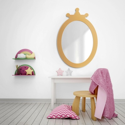 Alfaram Dekoratívne nástenné zrkadlo pre deti v ráme z MDF - PRINCEZNA 30x44