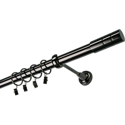 OK-GarnýžeCY Garnýž kovová jednořadá 25mm Cylinder onyx 270 cm do stěny / kroužky s žabkou