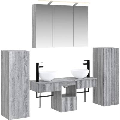 vidaXL Комплект мебели за баня 6 pcs Сив Сонома (3407116)