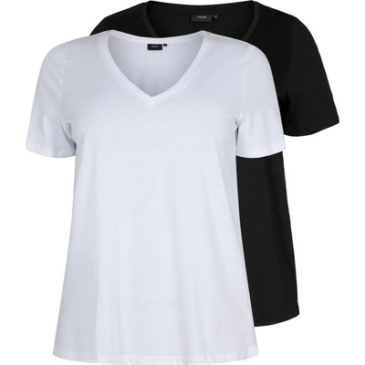 Zizzi Тениска 'MKATJA' черно, бяло, размер S