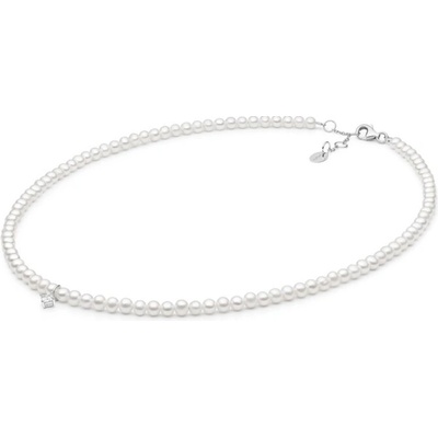 Gaura Pearls Perlový náhrdelník pravé perly, stříbro 254-107C Bílý