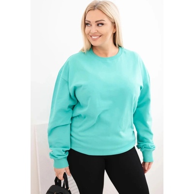 Kesi Dámska mikina s kruhovým dizajnom Plus Size bavlnená basic s okrúhlym výstrihom tyrkysová