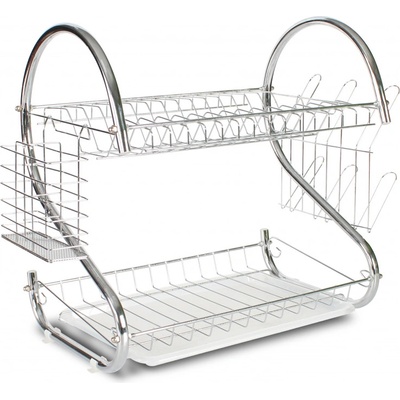Rosberg Сушилник за съдове Rosberg R53000H, 2 нива, Поставки за прибори и чаши, Хром (555R53000H)