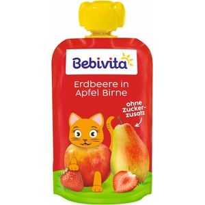 Bebivita Плодова закуска Bebivita - Пауч с ягода, ябълка и круша, 12 м+, 90 g (19065) - baby