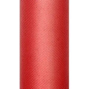 PartyDeco Гладък тюл - червен 0, 15 x 9 м